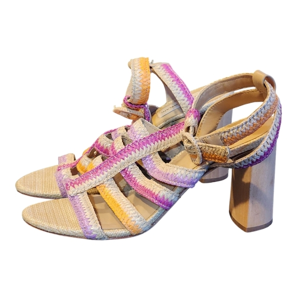 Antonio Melani Ombre Woven Raffia Strappy Sandals - Size 10M Boho Summer Shoes - Picture 4 of 10